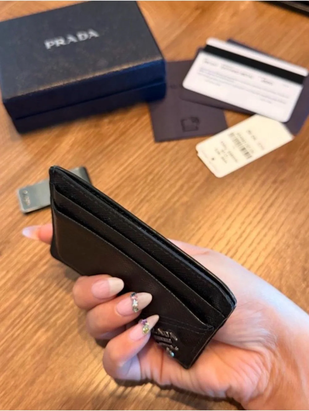 Prada Saffiano Leather Card Case + Money Clip